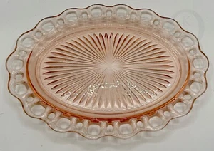 Vintage*Hocking*Oval*Pink*Old Colony Open Lace*Plain Platter*24279R S26 - Picture 1 of 6