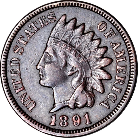 1891 1C DDO FS-101 Snow-1 Indian Head Cent VF K15770 Cover