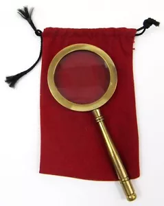 MANIGLIA LENTE D'INGRANDIMENTO OTTONE 4" - LENTE D'INGRANDIMENTO MANUALE OTTONE - SCRIVANIA UFFICIO - Foto 1 di 4