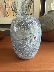 Blue, Black, Grey Finnish Crystal Vase Humppila Finland, 1987 Signed Heikkinen - Picture 1 of 11