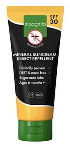 Incognito Mineral Sun Cream INSECT REPELLENT SPF 30 NO Deet Bio Tube UVA UVB - Picture 1 of 3