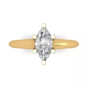 1 ct Marquise Designer Statement Bridal Classic Ring 14k Yellow Gold Moissanite - Picture 1 of 11