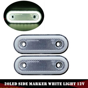 2x 20 LED White Indicator Side Marker Light Lamp Heavy Truck Lorry Trailer 12V