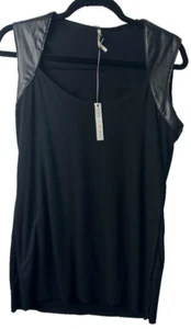 Nine 1 Eight Damen S Kunstleder ärmelloses Top Tank Bluse schwarz NEU B6 - Bild 1 von 6