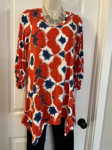 Grace Elements Tunic top handkerchief hem Splatter Print Size Medium EUC - Picture 1 of 6