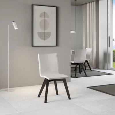 Sedia da cucina Trudy - similpelle Bianco e gambe Antracite - Immagine 1 di 2