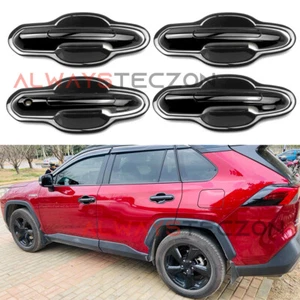 Gloss Black Door Handle Cover + Bowl Trim Accessories for Toyota RAV4 2019-2023 - Picture 1 of 11