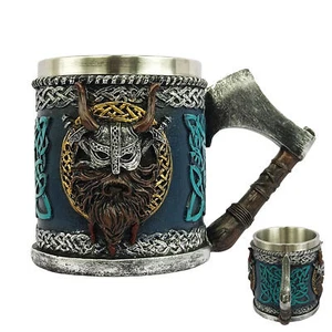 450ml 3D Gothic Skull Mugs Or Beer Tankards Resin+stainless Steel - Bild 1 von 12