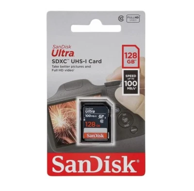 SanDisk SD Card 128GB Ultra SDXC Speed 100MBs for PC Camera Games or Any Device - Image 1 of 2