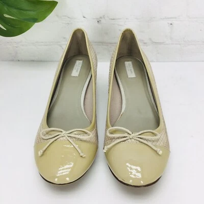 Cole Haan Women's Ballet Shoes US 10 Tan Nude Leather Slip On Heel Bow Cap Toe - Image 1 of 4