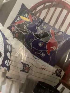 Juego de cama de béisbol MLB de colección de 3 piezas con dos sábanas estilos de ensueño con licencia nuevo - Imagen 1 de 5