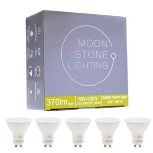 Moonstone® LED GU10 Warm White 5W LED Lamps 338lmns Non-Dimmable 5 Pack - Picture 1 of 5