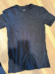A|X Armani Exchange T-Shirt Black Neck Short Sleeve Cotton Blend Mens Size XS - Picture 1 of 3