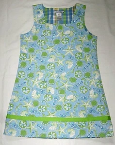 Hartstrings Blue Seashell/Plaid Reversible Sleeveless Dress size 6X - Picture 1 of 6