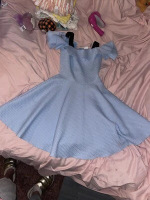 Vestido David Charles Etiqueta Negra Bebé Azul Ajuste y Acampanado - Niñas Talla 10 Foto 1 de 4