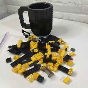 Black Build on Brick Mug Lego Mug with legos construction site - Picture 1 of 11