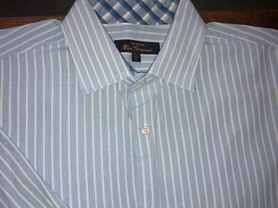 Camisa Para Hombres Original Ben Sherman Manga Larga Rayas Abotonada 16 1/2 32-33 LG Foto 1 de 2