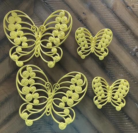 (4) VTG BURWOOD PRODUCTS 1629 BUTTERFLIES WALL DECOR MCM Yellow Cover