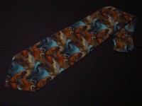 J Garcia Tie Landscape Coll 8 Brown Turquoise Vintage Artwork Abstract Art Silk 