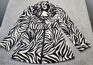 HeartSoul Jacket Womens Medium Multi Animal Print Belted Collared Button Front - Picture 1 of 8