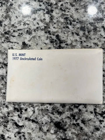 1977 US Mint UNC Set Original Envelope 12 Uncirculated US Coins With Eisenhower Cover