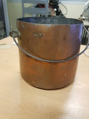 Ancien CHAUDRON Marmite en cuivre rouge etamé diametre 20 cm - Photo 1/4