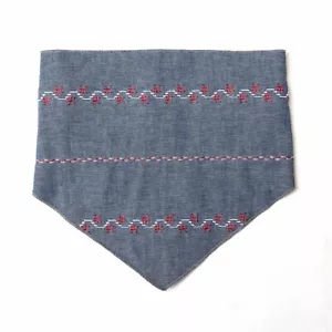 Wit & Delight Denim Pet Bandana blue chambray with red and white XS/S dog - Picture 1 of 2
