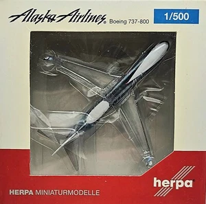 Herpa modelo en miniatura Alaska Airlines Boeing 737-800 avión 1:500 NUEVO & EMBALAJE ORIGINAL - Imagen 1 de 2