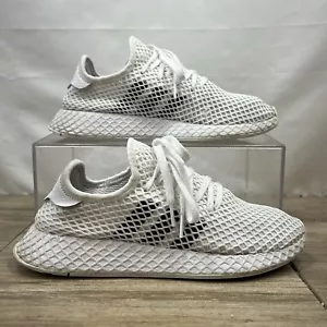 Adidas Deerupt Runner 2018 White Black Sneakers DA8871 Net Mesh Slip On Mens 8 - Picture 1 of 10