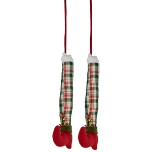 Northlight Juego de 2 Selecciones de Navidad de Peluche a Cuadros Rojo y Verde Pierna de Elfo 30" - Imagen 1 de 6