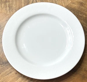 TEXTURIERTES 4er Set Salatteller 8,75" Pottery Barn Japan weißer gekreuzter Rand EUC - Bild 1 von 8