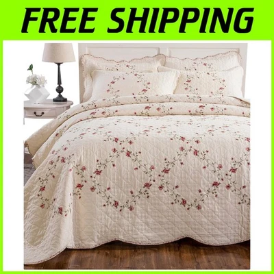 Reversible Cotton Blend Quilt Set with Pillow Shams - King - Image 1 of 4