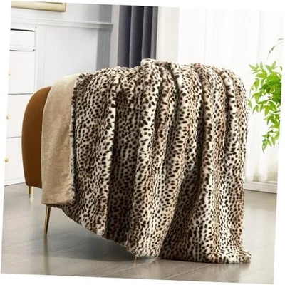  Acogedor felpa a rayas marrón guepardo imitación tamaño doble - 60" x 70" marrón - guepardo Foto 1 de 4