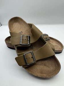 Birkenstock New w/o Box Arizona Vintage Wood Faded Khaki Leather Size 41 - Picture 1 of 16