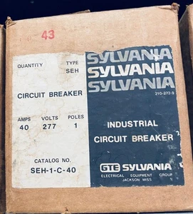 SYLVANIA SEH1C40 BREAKER 1POLE 40A 277V NEW IN BOX READY TO SHIP (SOLD PER EACH) - Picture 1 of 1
