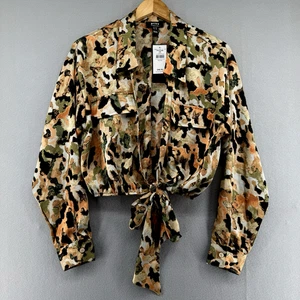 Privy Bluse Damen Medium Bunt Animal Print Oberteil Neu Bindeband Statement Chic - Bild 1 von 8