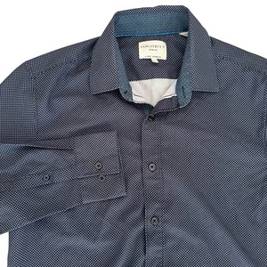 Camisa para hombre Construct mediana con botones de manga larga elástica en 4 vías puntos azules - Imagen 1 de 7
