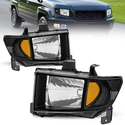 2PCS Black Housing Front Headlights Assembly For 2006 2007-2014 Honda Ridgeline - Imagem 1 de 4
