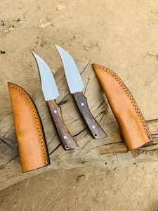 2 Hunting Knife Clip Point D2 Steel Chef knifes Mirror Polish knife with Sheath - Picture 1 of 7