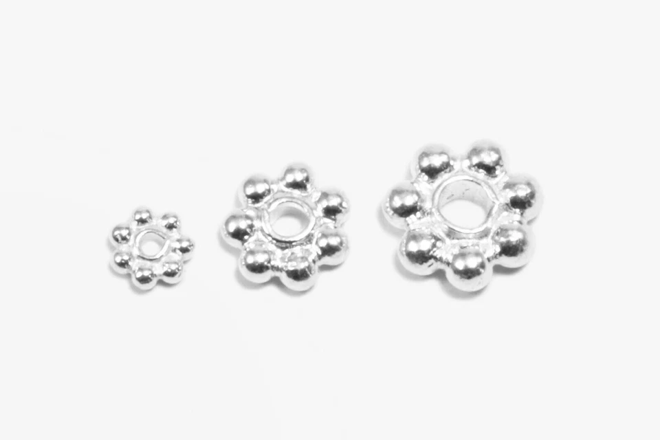 Inwaria Perline 925 Argento Fiori Ø 3/5/6 Mm Perline Spacer Perla, SS170 - Immagine 1 di 3