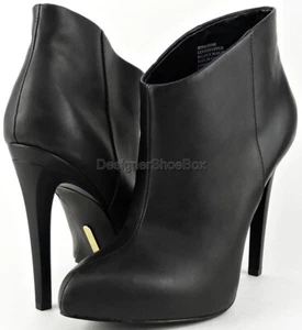 $180 New BOUTIQUE 9 FAUSTINE Black Leather Designer Ankle Platform Boots 6.5 - Picture 1 of 4