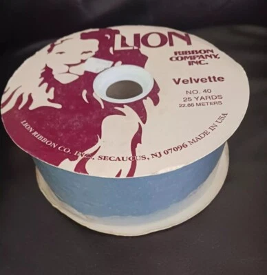 Lion Ribbon, Velvette, French Blue, 2 1/2", 25 Yards - Image 1 of 4