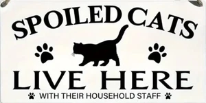 Adorable Cat Welcome Sign - 4x8 Inch Wooden Cat Sign - New - Picture 1 of 5