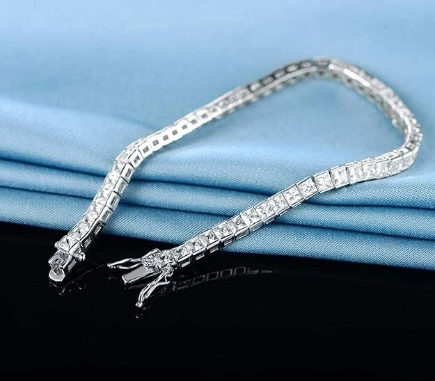 3mm Round Cut Simulated Diamond Women's Tennis Bracelet 7" 14K White Gold Plated - Image 1 of 4