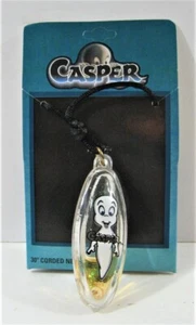Casper Il Fantasma 1995 Con Glitter 30" Collana Cordata Esposizione Su Cartoncino Vecchio Stock - Foto 1 di 2