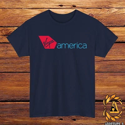 Camiseta Virgin America Airlines Logo Negra/Gris/Blanca/Azul Marino/Roja/Azul Claro S-5XL Foto 1 de 4