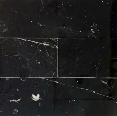 4x12 Polished Black Marble Floor Tile Wall Backsplash Bath (1 PIECE) - Image 1 of 4