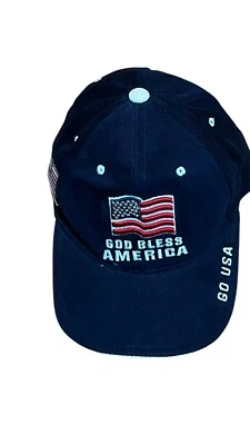 God Bless America Go USA American Flag ballcap hat Red White Blue 100% Cotton - Image 1 of 4