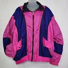 Vintage Athletic Works Women Retro Colorblock Full Zip Windbreaker Jacket Large