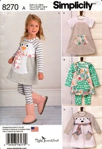Simplicity Sewing Pattern 8270 Toddler's Knit Dress Tunic Leggings 1/2-4 NEW - Picture 1 of 2